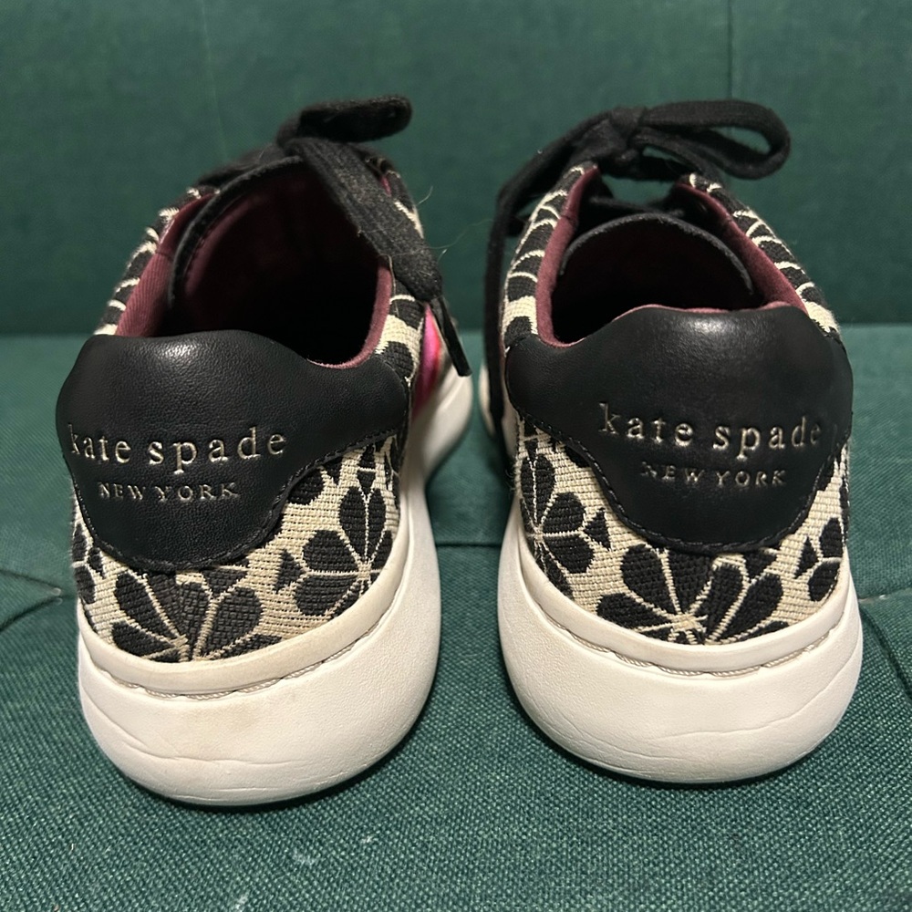 Kate Spade Keswick Black and Pink Spade Design Sneakers - Picture 2 of 5